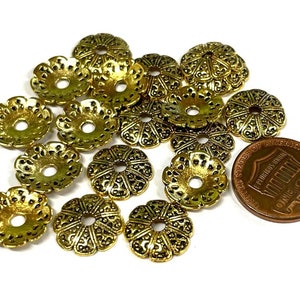 20pcs of Antique Gold Flower Bead caps 13mm(No. GCP1608)