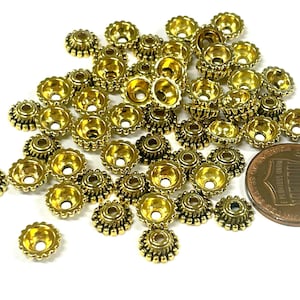 100pcs of Antique Gold Bead Caps 8mm (No. BCP2269)