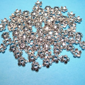 100pcs of Antique Silver Plated Plated Flower Bead Caps 6mm (No. BCP358)