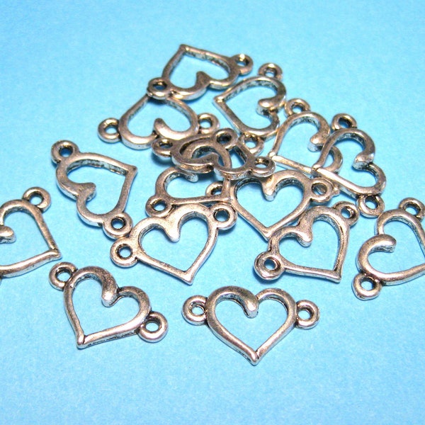 10pcs of Antique Silver heart Links connector charms(No.CM090)