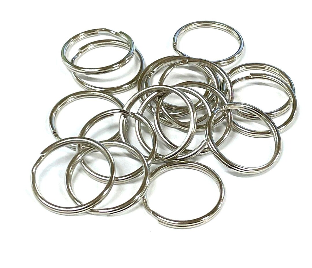 Simple Silver Key Rings 10 Large Silver Tone Split Key Rings: 25mm DIY Keychain Supplies(no ...