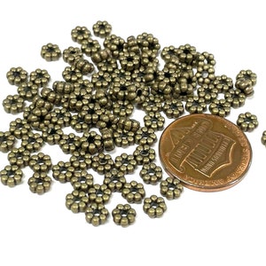 100pcs Antique Bronze Daisy Spacer Beads Metal Spacer Beads 4.5mm(No. BSP2160)