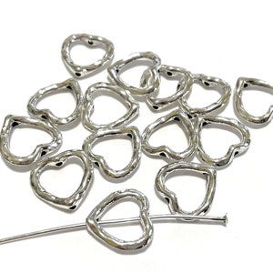 10pcs of Bright Antique Silver Metal Heart Bead Frames 14mm Bead frames(No. BFS983)