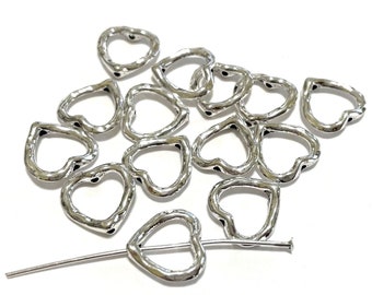 10pcs of Bright Antique Silver Metal Heart Bead Frames 14mm Bead frames(No. BFS983)
