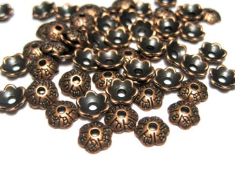 100pcs of Antique copper Small Flower Bead Caps 5mm(No. CPCAP606)