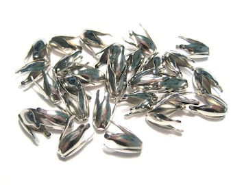 50pcs of Silver Tone 4-Petal Flower Tulip Bead Cap 13x7mm(No. BCP399)