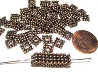 50pcs of Antique Copper Tibetan Style Bead Spacers 7mm Square spacer Beads(No. CPSP659)