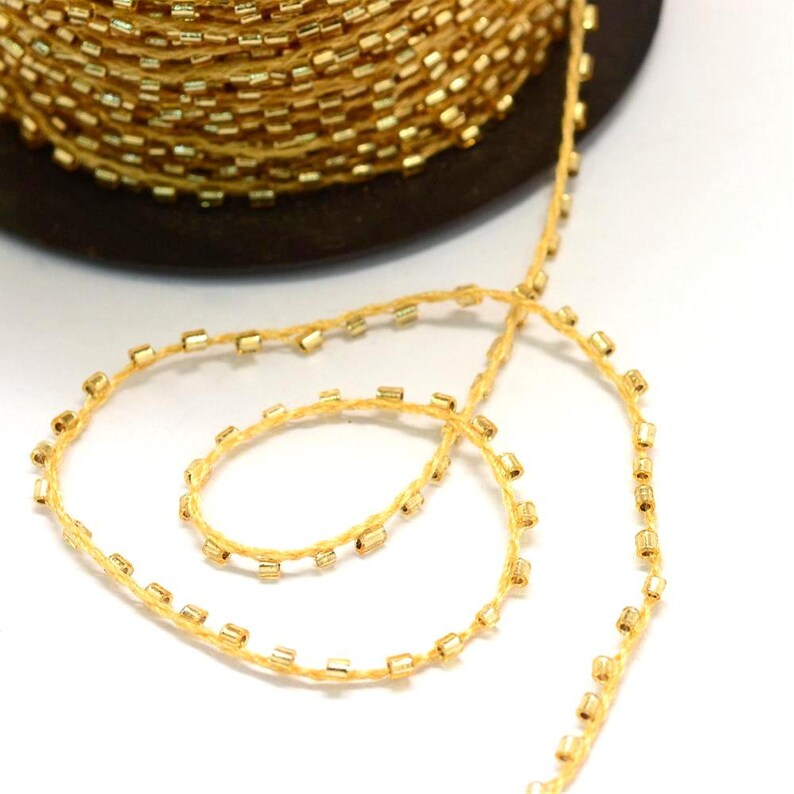 30ft Spool of Yellow Gold Seed Beads Beaded Cords Etsy