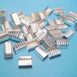 50pcs of Bright Silver Rectangle Cord End Caps Crimp Caps (No.CRP890)