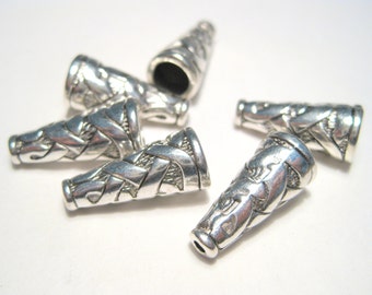 10pcs of Antique Silver Cone Bead Caps End Caps Tassel Caps Kumihimo Caps(No. BCP386)