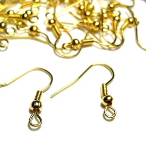 100pcs of Gold Tone Plated Ear Wire Earrings Hooks 18mm(No. EW1218)