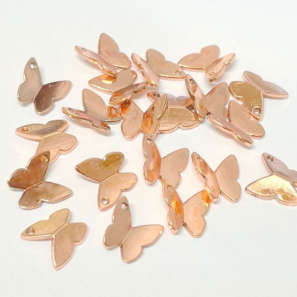 20pcs of Rose Gold Butterfly Charms Pendants 9mm Not Plat (No.CM1061A)