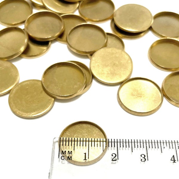 10pcs of Raw Brass Flat Back Round Bezel Tray Cup Cabochon Setting 16mm(No. BCC1542)