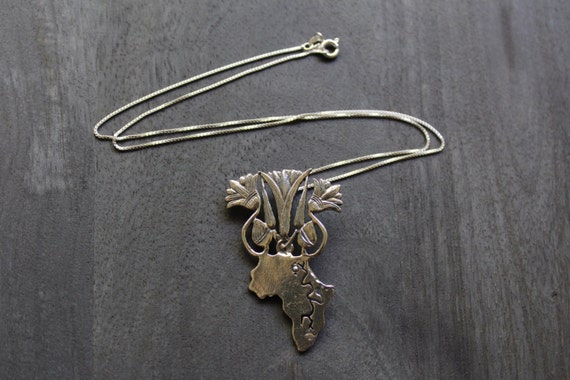 Africa with Blooming Lotus Flowers Egyptian Neckl… - image 1