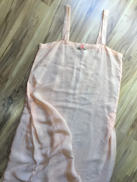 Vintage 1920s 1930s peach silk chemise XXS XS
