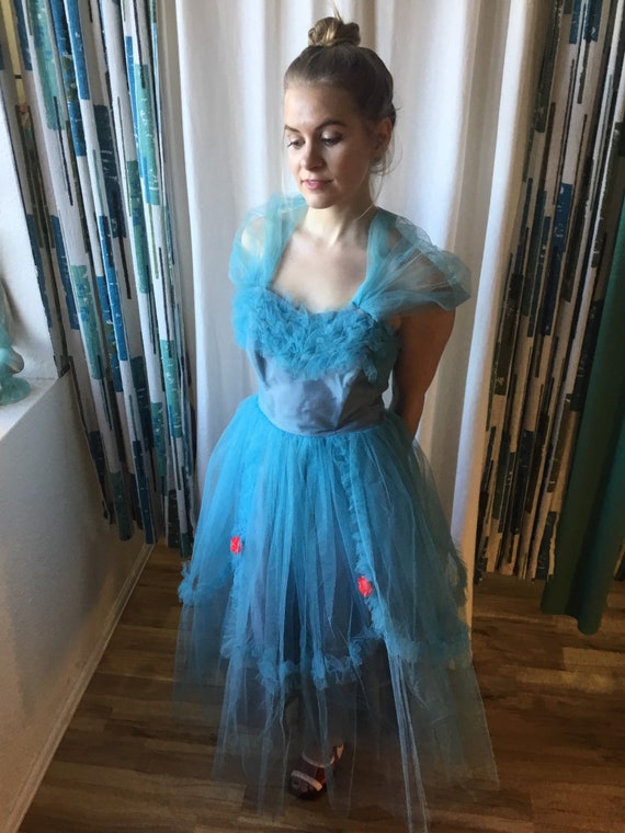Vintage 50s Cupcake Tulle Party dress S