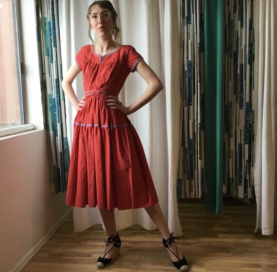 Vintage 1950s Fiesta Patio Dress XS