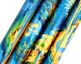 Alumilite Resin Pen Blank: 'Techatticup Gold' is mixed with teal, gold & complimentary translucent colors
