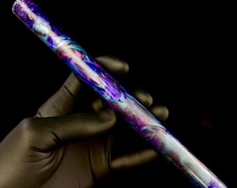 Captain Kirk Alumilite Resin Pen Blank: Blå, svart, jasminvirvlar, med kompletterande genomskinliga färger