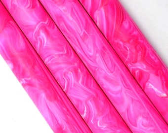 Tickled Pink, custom bespoke pen blanks, high pressure cured with Alumilite Resin. Perfect for hand turned, custom fountain pens.