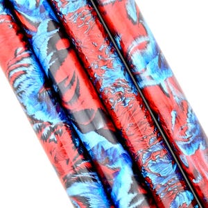 Ricochet Maker Blanks! Pressure cast Alumilite resin, mixed with two tone black pigment with shades of red and blue. Maker ready!