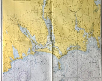 Vintage NOAA Lithographic Nautical Chart 237 Westport River And Approaches