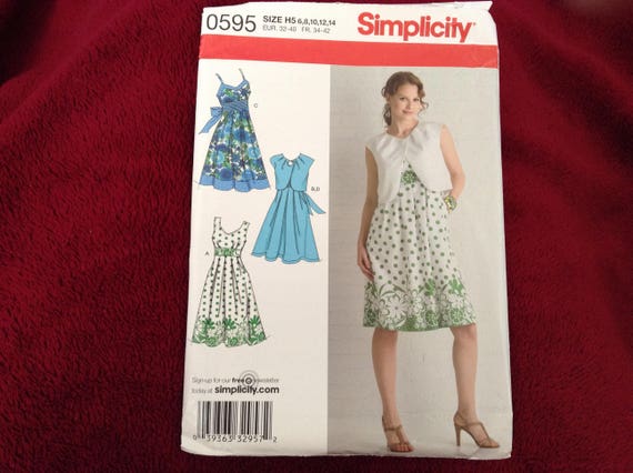 Simplicity pattern 0595 ladies Dresses size 6- 8-10-12 -14 uncut Simplicity pattern 0595 ladies Dresses size 6- 8-10-12 -14 uncut