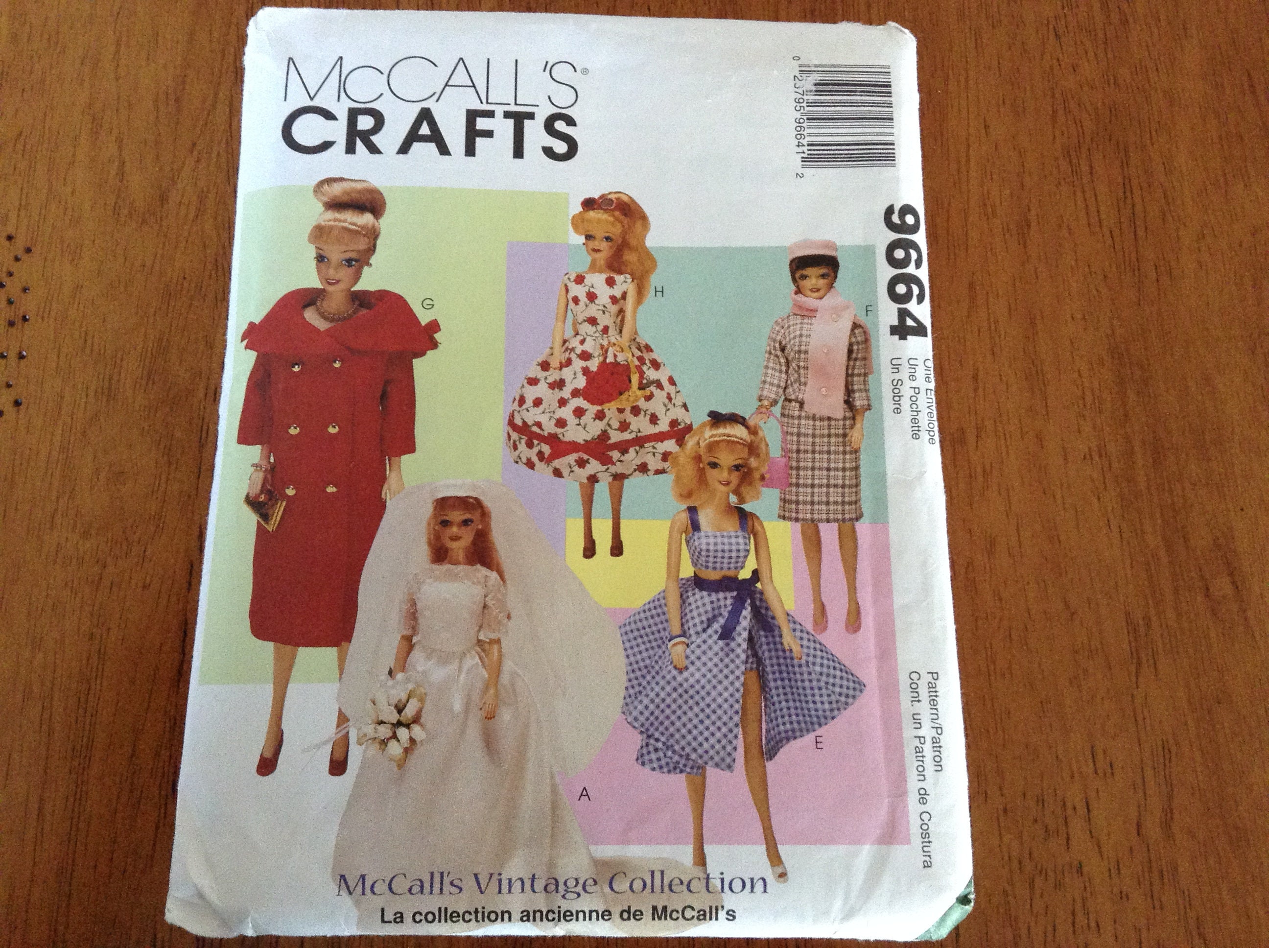 McCalls Pattern 9664 Barbie Vintage Collection Doll Clothes