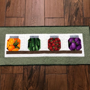 Vegetables and fruit jars table runner