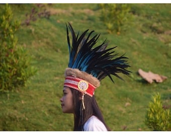 Wide Headband, Fashion Headband,Headband for Women, Headband for Girl Feather  Festival Costume - Indian Hat - Short Length