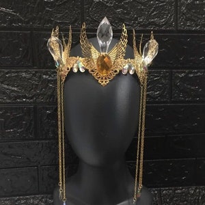 Gold headband with crystal white ,  Butterfly wings crown, Butterfly headpiece, Wedding crown, Bridal headpiece, Fairy crown, Elven crown