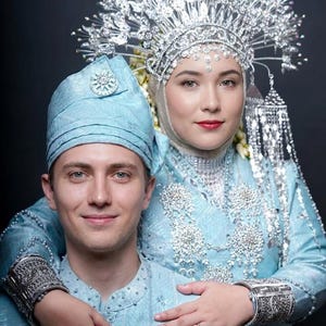 Corona nupcial malaya - Tocado nupcial tradicional malayo - Tiara étnica del sudeste asiático - Joyería nupcial artesanal de herencia tradicional