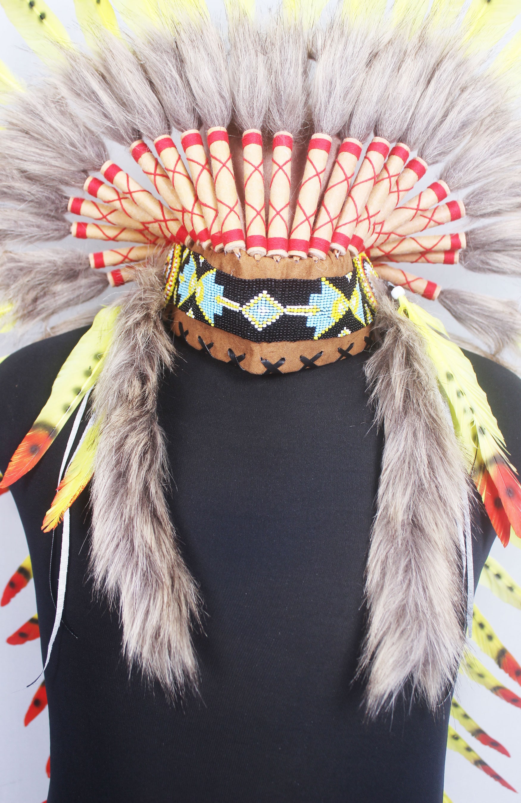 Indianer-Federhut Als Kopfschmuck – Buntes Feder-Stirnband Für Party, Karneval & Cosplay, Größe 50x23 Cm