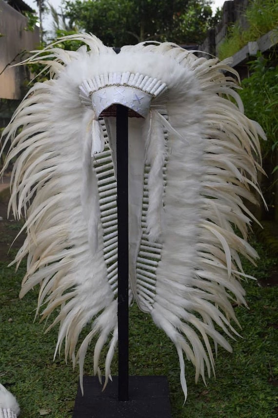 Full White Mens Womens indian headdress, indian headpiece. indian headband, indian head dress, Indian  Replica for Festival