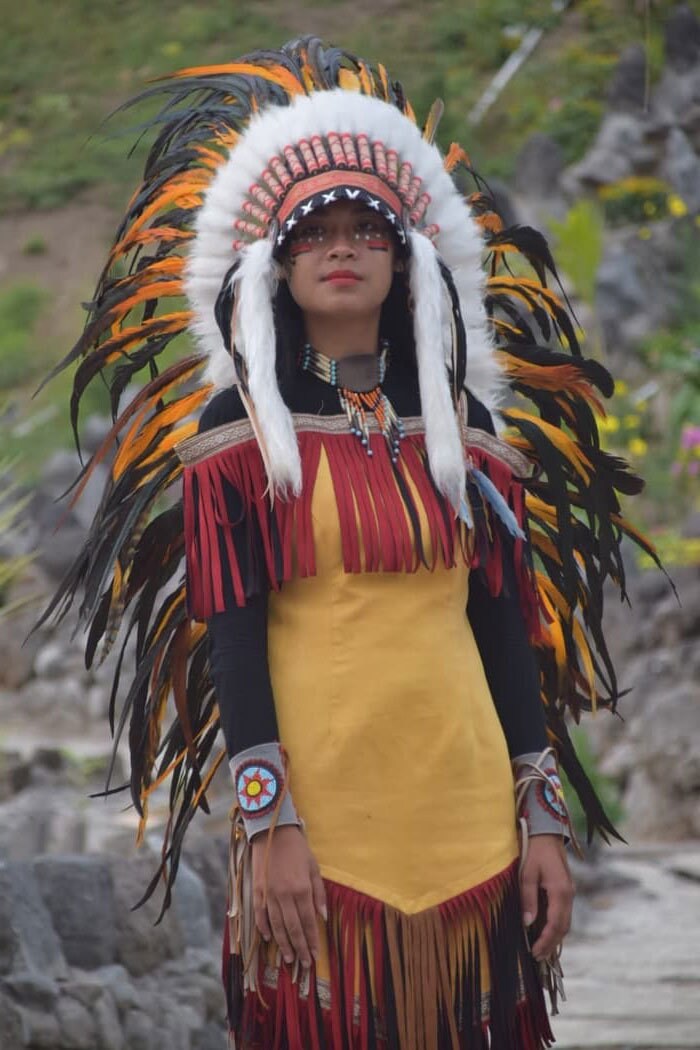 Headdress Indian Feather Native American Warbonnet Rainbow Costume Halloween 