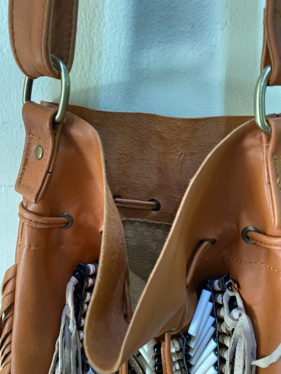Brown Fringe Bag Handmade Tassel Bag With Genuine Leather 