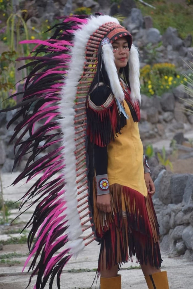 Dark Blue Rooster ADJUSTABLE Feather Headdress Native American Indian Style