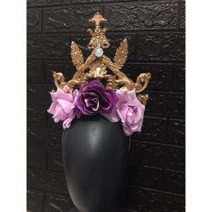 women Crown Halo Flower Autumn Sunshine Crown Autumn Halo purple and red Crown Wedding Headband Met Gala Crown