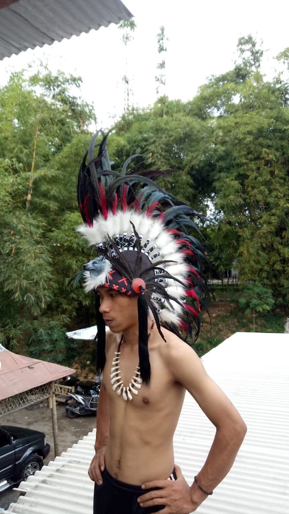 Feather Mohawk Headdress: Indian Headgear Costume