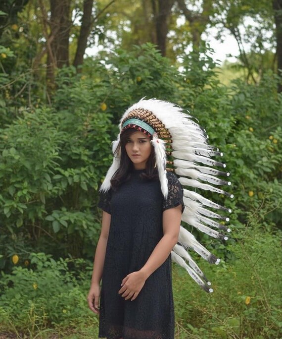 Feather Headdress: Native Indian Style Headband, Handmade - Etsy display picture 1