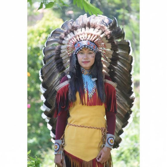 Long Turkey Feather Headdress, Exotic Warbonnet, Indian  display picture 1
