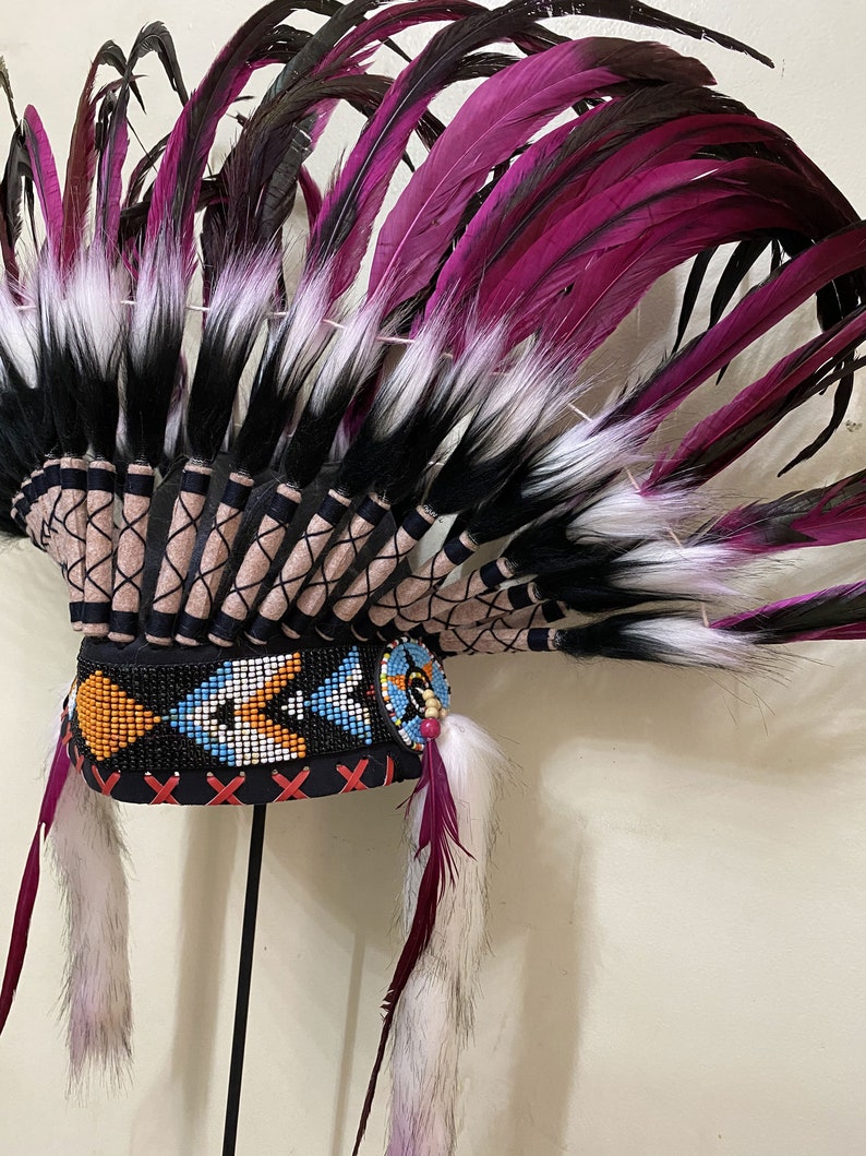 Pink indian headdress Headband mens Fashion Party Etsy