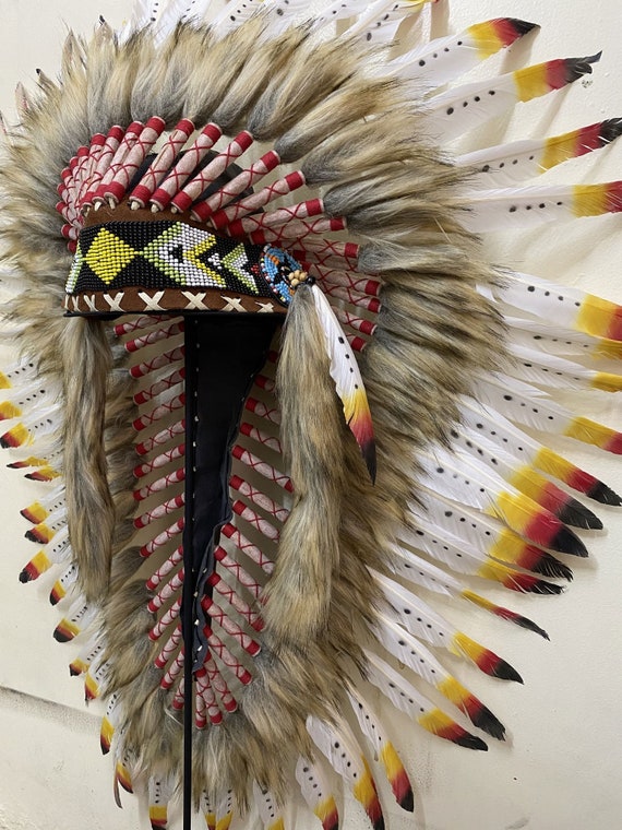 Brown Orange Large Feather Goose Hat 