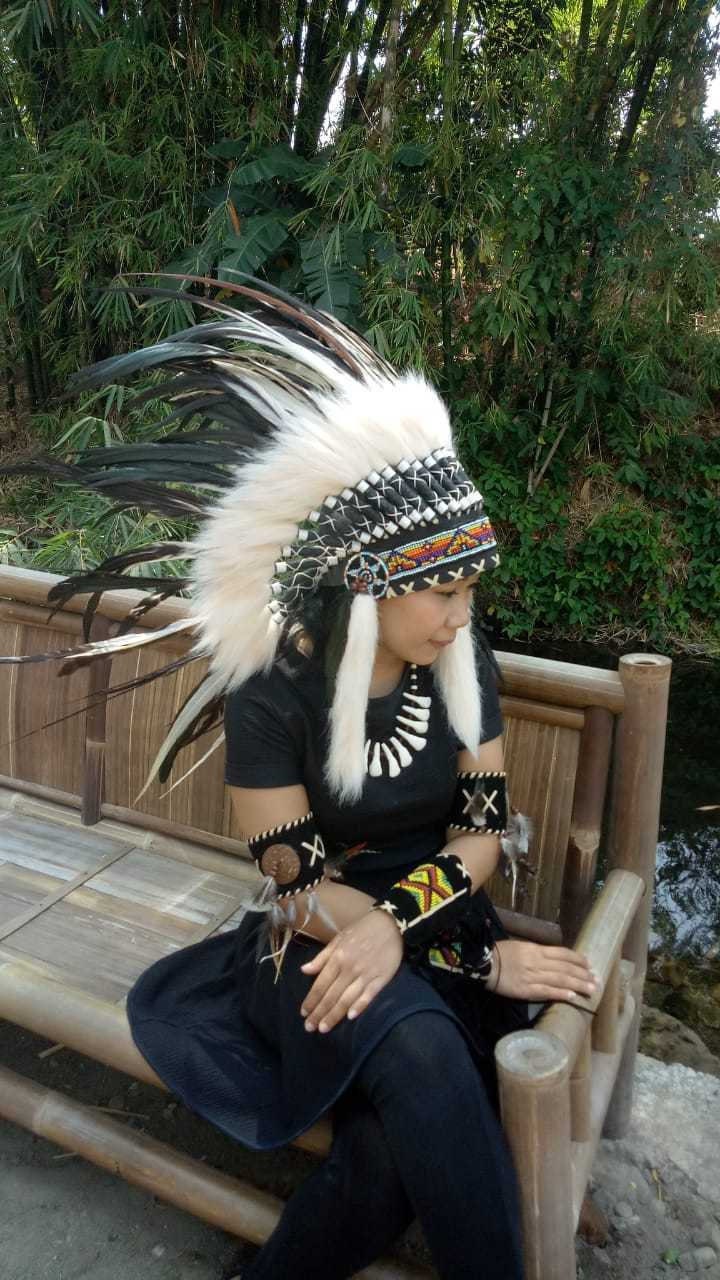 Brown White  Indian Headdress  ,Indian Inspired Headdress Feathers Small Indian Headdress Feathers,  native american feathers