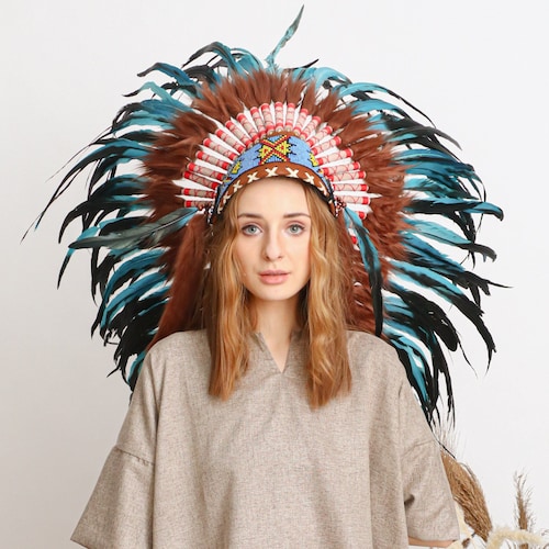 赤と黒のインディアンヘッドバンド、バーニングマンヘッドドレスヘッド