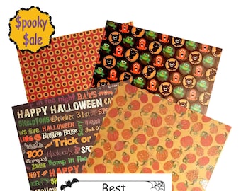 Halloween Scrapbook Cardstock 12 x 12 by Best Creations Happy Characters 4 designs, 2 pages back to back, 2 pages glitter and embossed