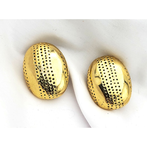 Vintage gold tone oval clip on clipon earring earrings C. Stein