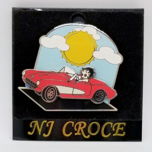 Betty Boop Chevy GMC hat pin Driving red Corvette Convertible Vintage Rare c2000