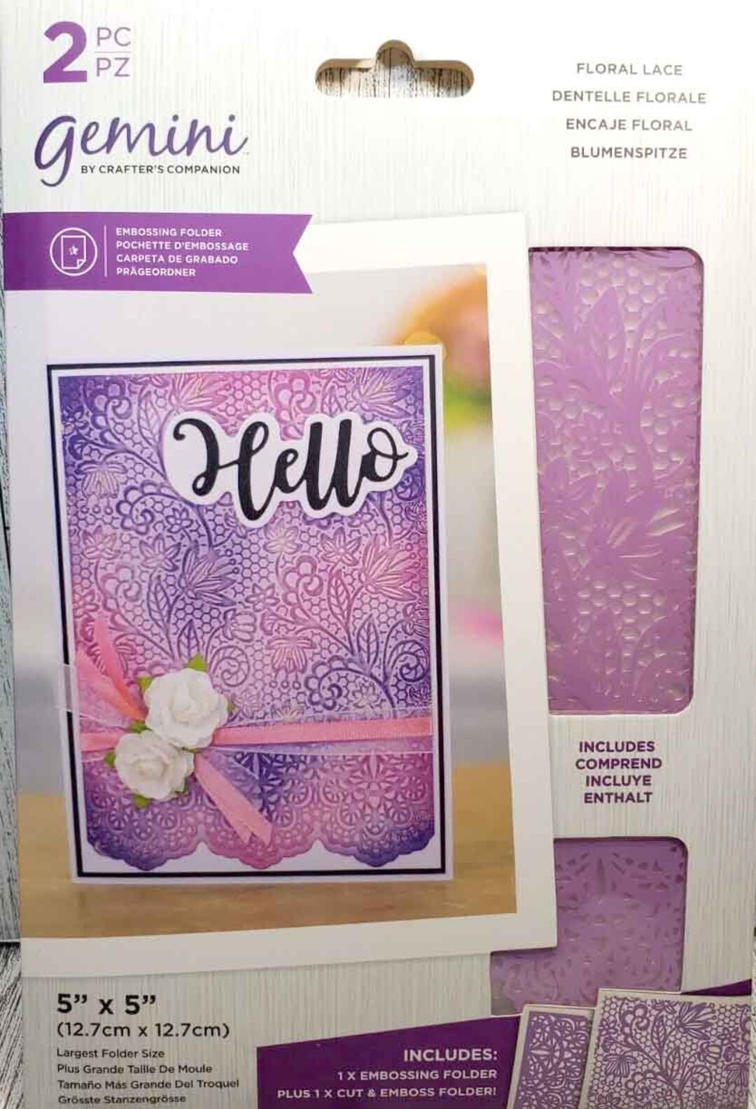 Crafter's Companion - Gemini - 2 Piece Embossing Folder Floral Lace and ...