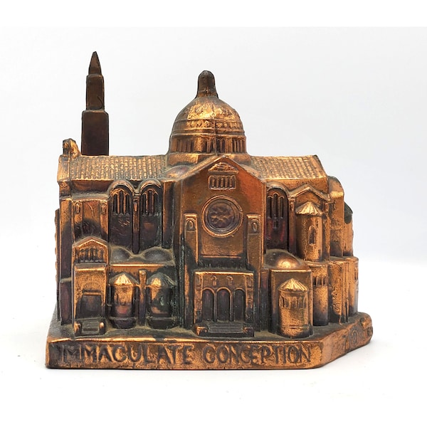 Copper Plated Metal Washington DC Souvenir building National Shrine of the Immaculate Conception Vintage